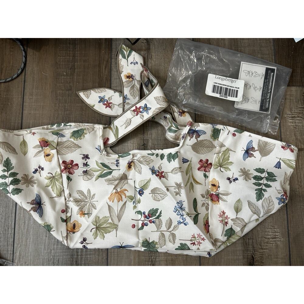 Longaberger Botanical Fields HOMECOMING Basket Liner floral fabric NEW bow ties